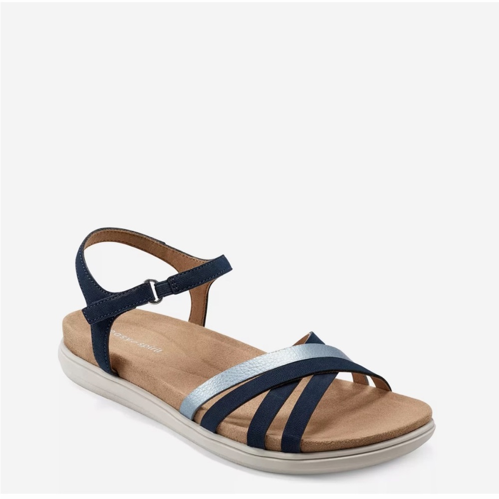 Easy Spirit Navy and Silver Strappy Sandals